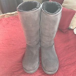UGG Chocolate Brown Leather Boots Women's Size 10